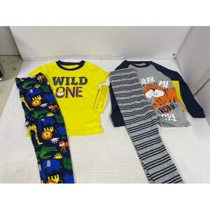 CozyJams 2 PJ sets short sleeve and long sleeve 4 pieces,Colorful Jungle 2T New